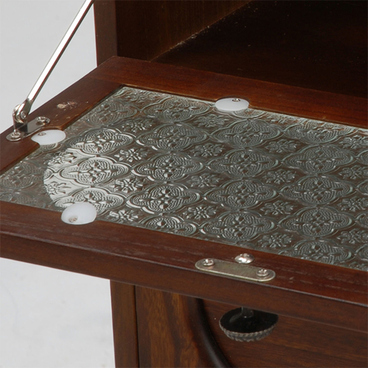 HAGiHARA（萩原） チェスト 3段 ガラス開き戸付 桐製 ビンテージ調 幅