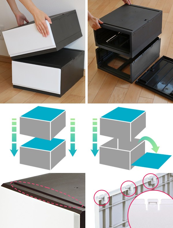 収納ケース プラスチック 引き出し 鏡面 彩 幅35×奥行44×高さ20cm