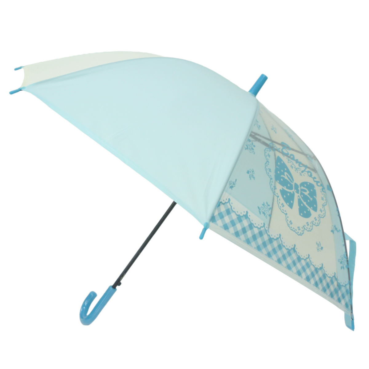 傘 55cm 子供用傘 キッズ JP傘 55CM POE リボン柄 ジャンプ傘 （ かさ リボン 子ども 小学生 ジュニア 幼児 雨傘 雨具 女の子 かわいい ）