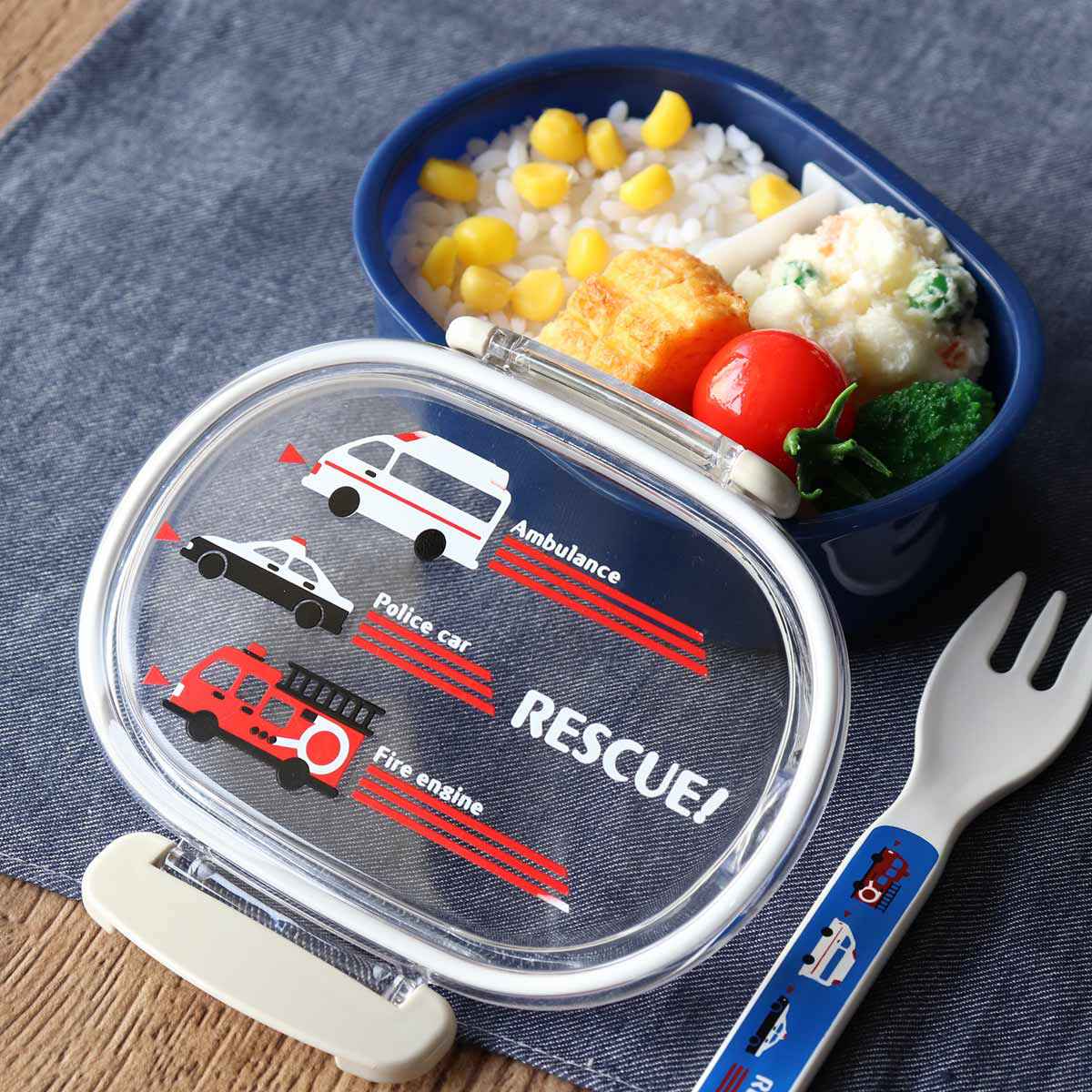 弁当箱 1段 330ml 小判型 はたらくくるま （ お弁当箱 ランチボックス