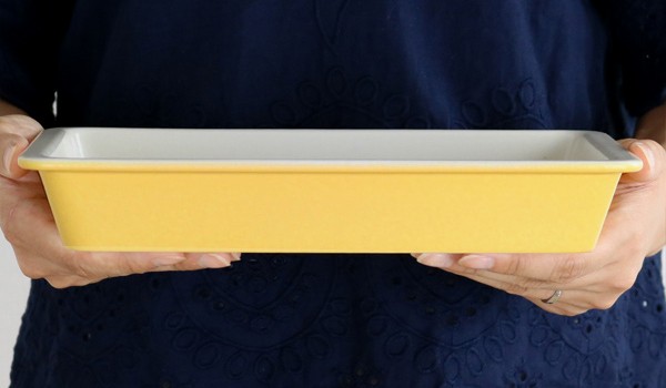 ラザニア皿 26cm 洋食器 スクエア コーナー イエロー （ 大皿 角型