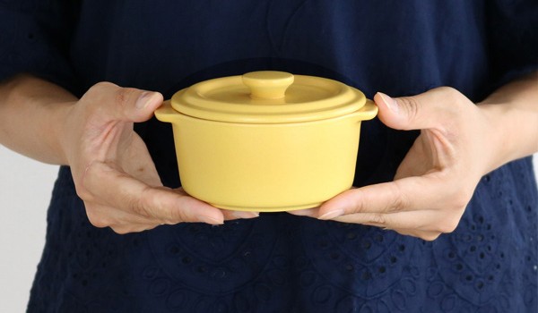キャセロール 鍋 10cm 洋食器 コーナー イエロー （ 耐熱セラミック