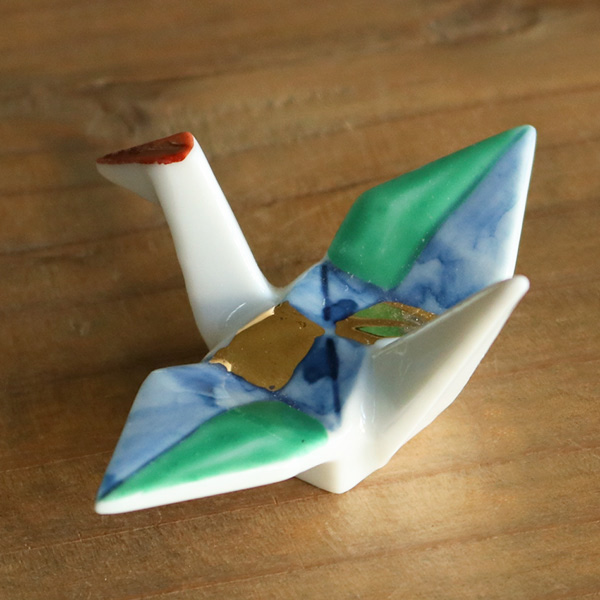 箸置き おしゃれ 折ツル 金市松 正月 はしおき 磁器 食器 同色5個