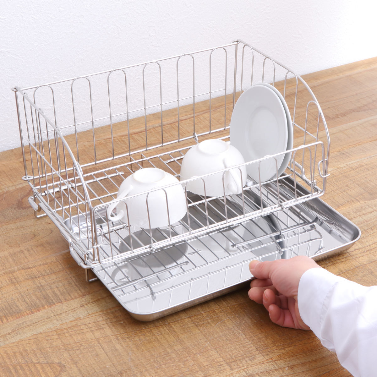 ヨシカワ 水切りラック スライド式折りたたみ水切りかご （ 日本製