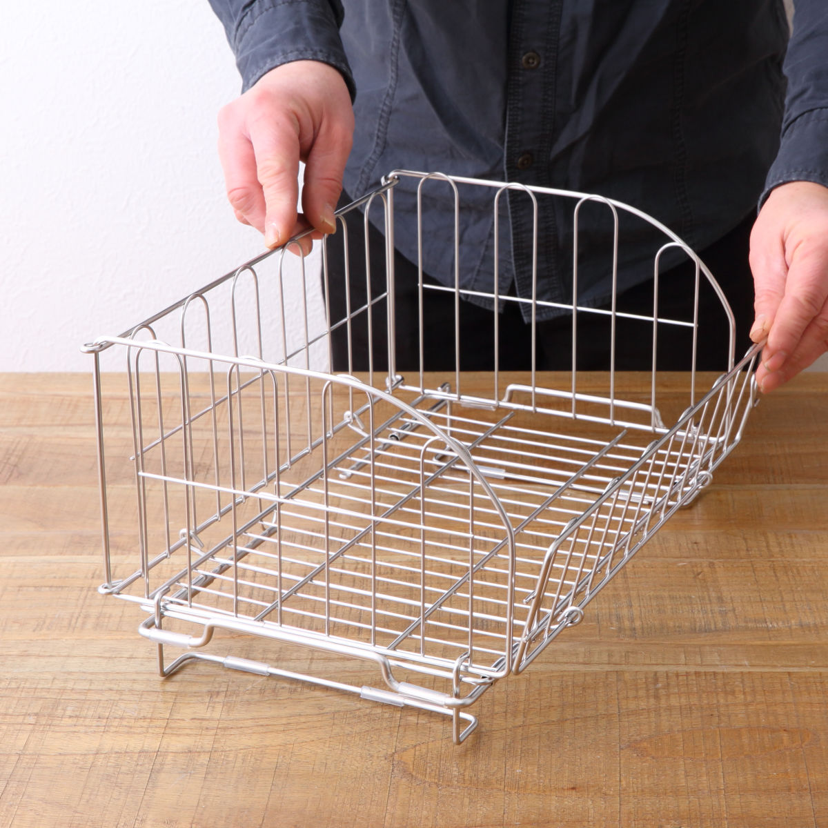 ヨシカワ 水切りラック スライド式折りたたみ水切りかご （ 日本製