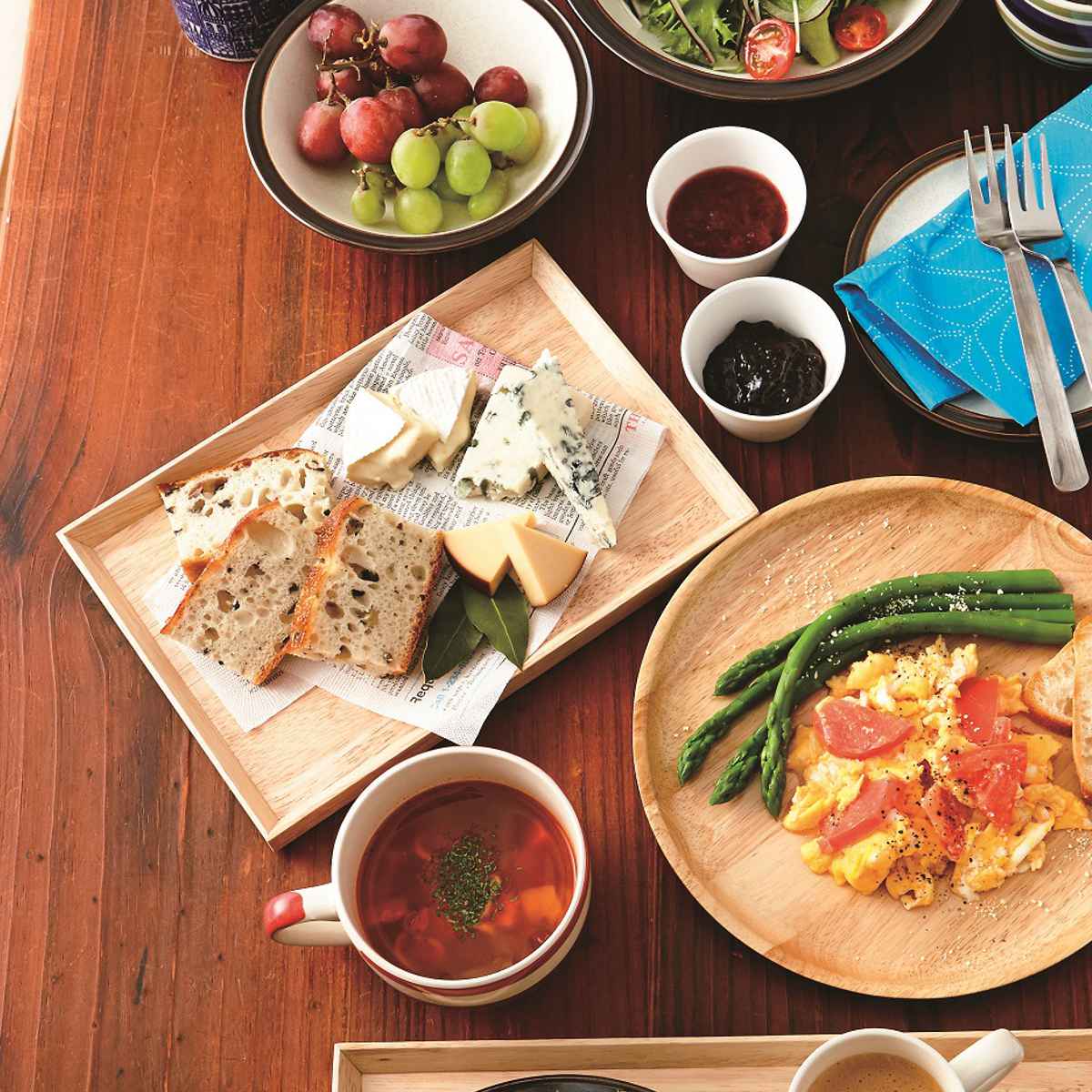 トレー 26×18cm warms 木製 ラバーウッド （ トレイ カフェトレー お盆