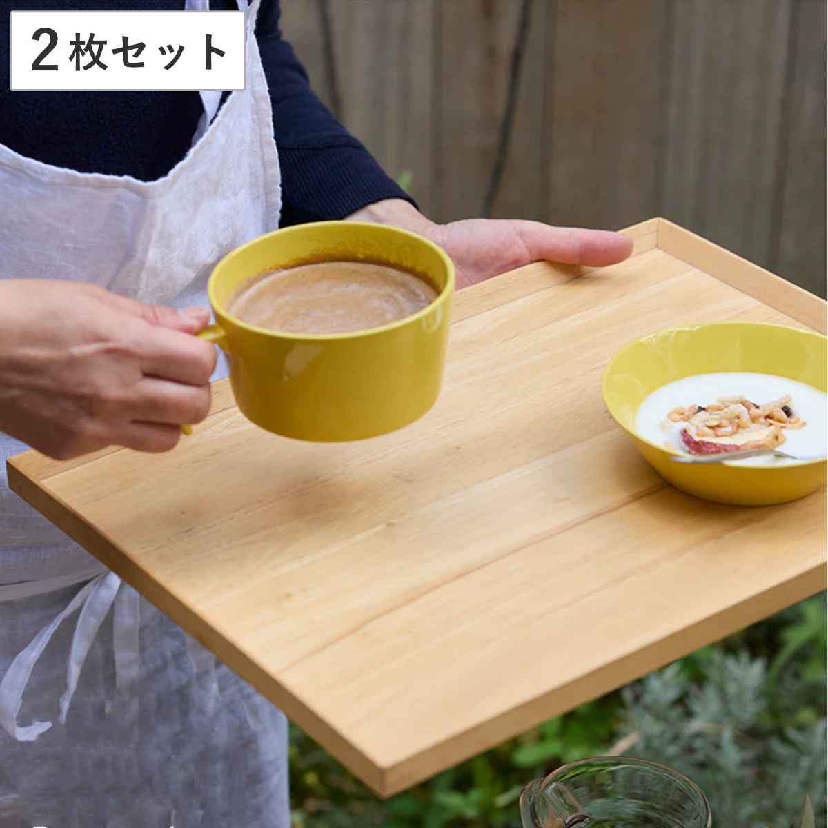 トレー 41×30cm warms 木製 ラバーウッド （ トレイ お盆 天然木 