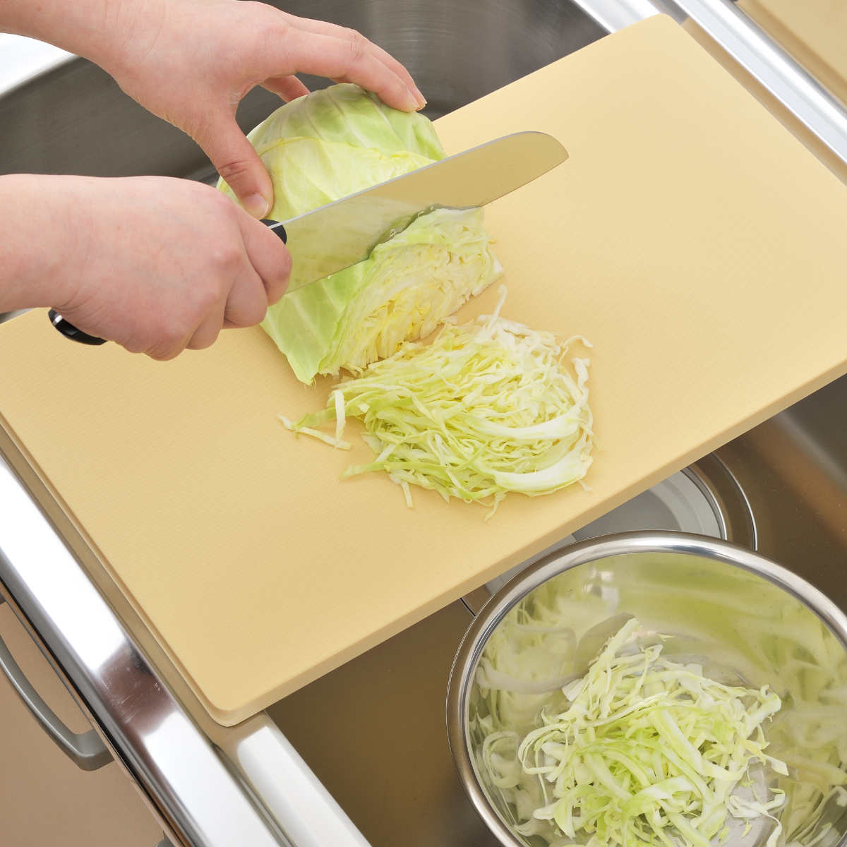 ＡＭＯＮＫＡ ヴィンテージ品強化ガラスまな板　自宅保管未使用品　箱状態悪 ヨシカワ まな板 L 抗菌エラストマー シンクまな板 日本製 （ 抗菌