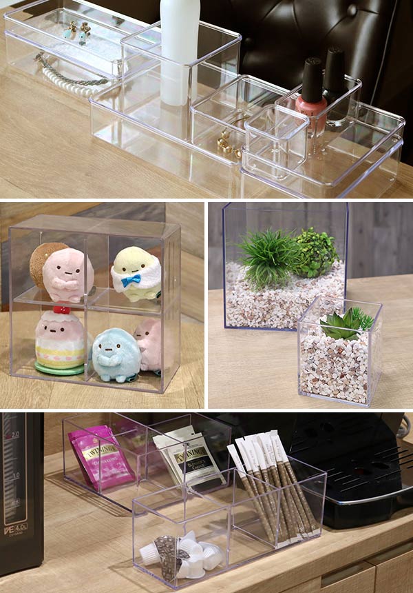 コレクションケース クリア 3分割 約 幅22×奥行11×高さ3cm 収納 デスコ