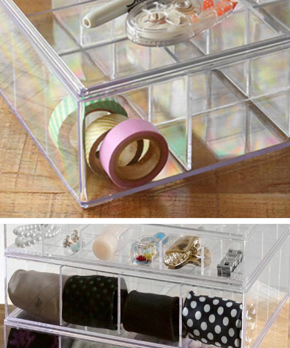 クリアケース ふた付き 16分割 4個セット 透明 プラスチック 収納