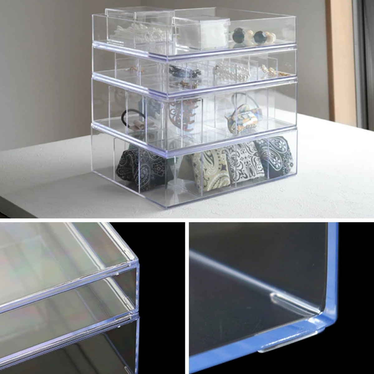 クリアケース ふた付き 16分割 透明 プラスチック 収納 デスコシリーズ