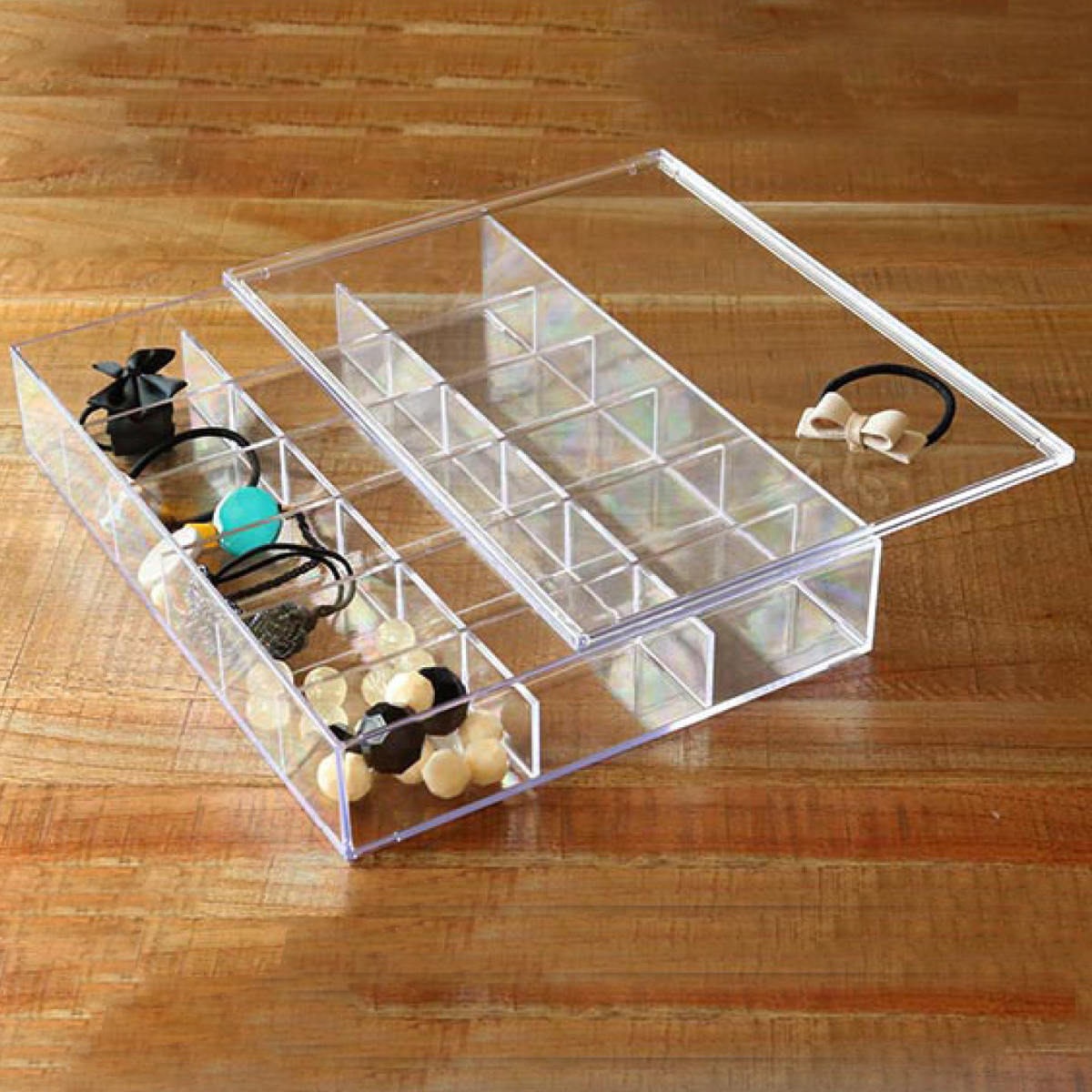 クリアケース ふた付き 18分割 透明 プラスチック 収納 デスコシリーズ