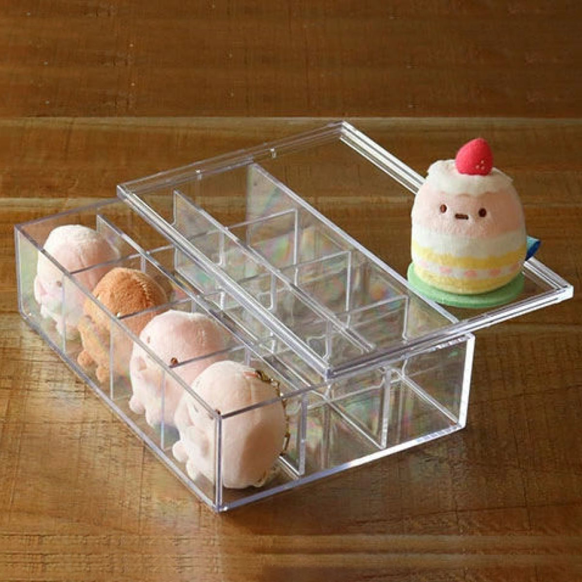 コレクションケース クリア ふた付き 12分割 S 透明 収納 デスコ