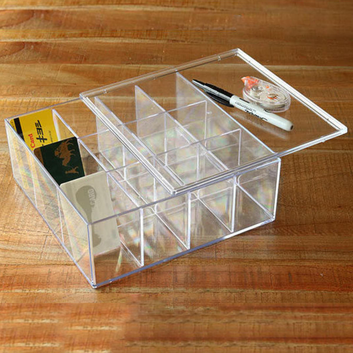 コレクションケース クリア ふた付き 12分割 L 透明 収納 デスコ