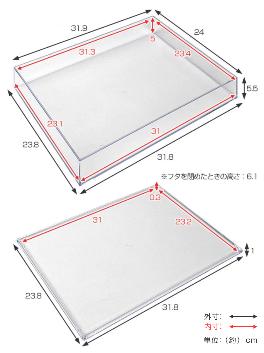 クリアケース 書類 浅型 ふた付き A4対応 書類整理 収納 デスコ