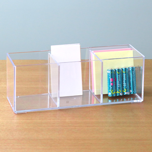 小物ケース 収納ケース 3分割 約 幅24×奥行8.3×高さ8.6cm 透明 収納