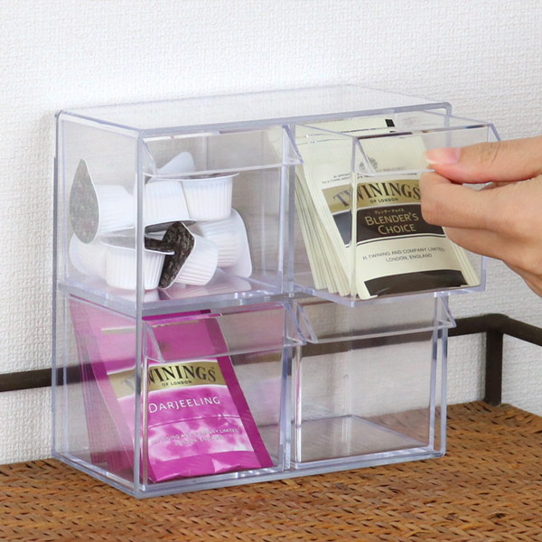 小物入れ 引き出し ミニ プラスチック クリア 卓上 透明 収納 2段×2列