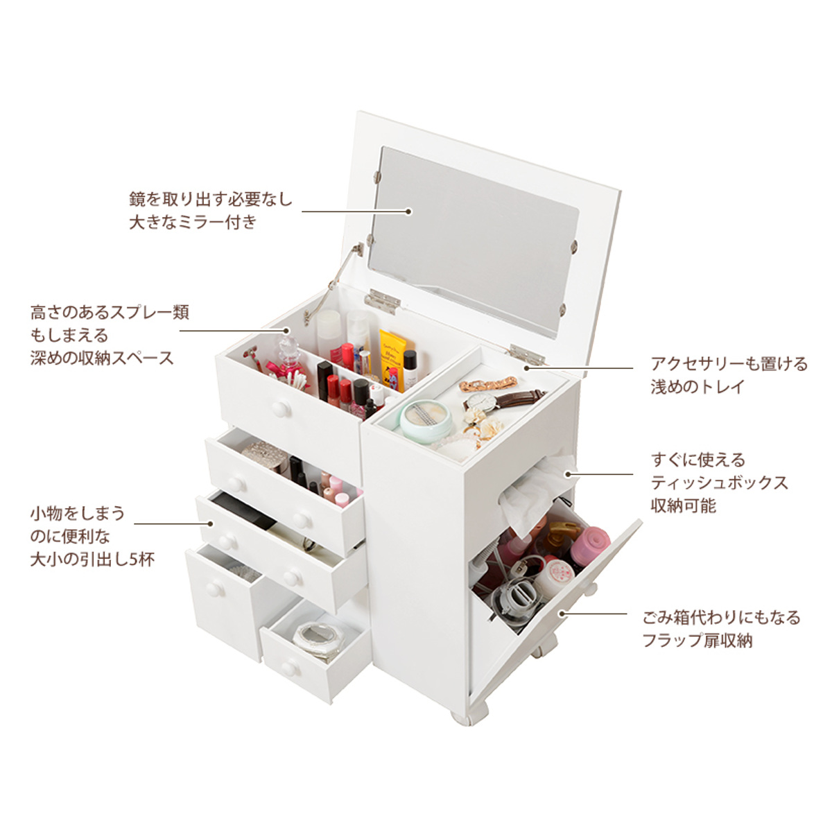 送料無料【新品】これ便利！ たっぷり収納 多機能 コスメ ワゴン