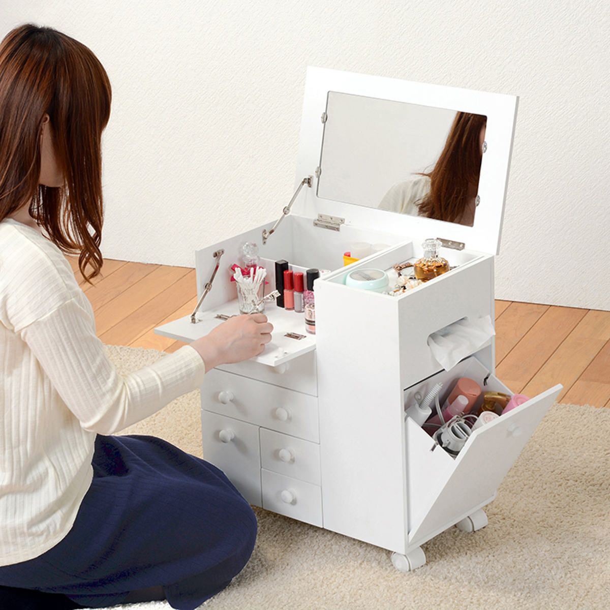 HAGiHARA（萩原） コスメワゴン キャスター付 ドレッサー
