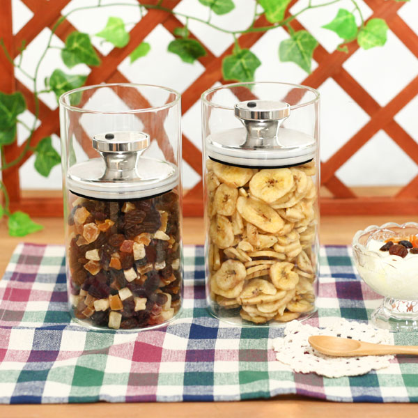 保存容器 1.2L 密封 ガラスキャニスター エアリデューサー スリム L