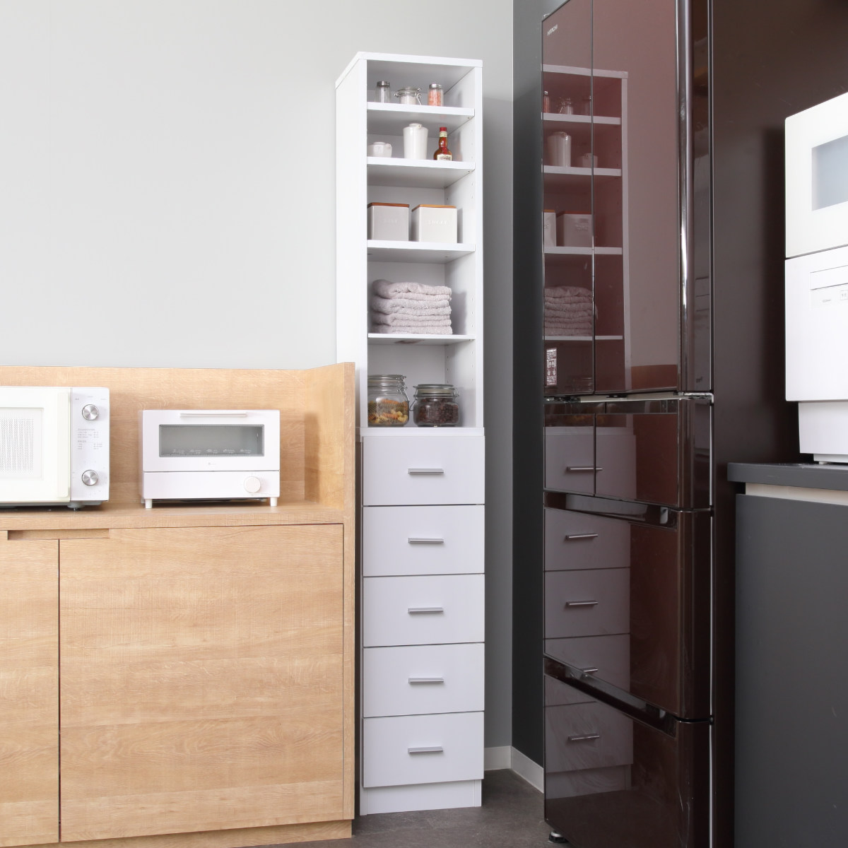 ホワイトキャビネット　収納棚　隙間収納　幅30㌢　本棚 クロシオ スリムラック 幅30cm 収納ラック 棚 すき間収納 ストッカー