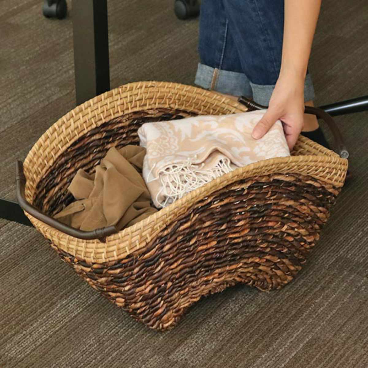ちどり産業 バスケット アバカ 収納 幅56×奥行35×高さ29cm ラタン 籐