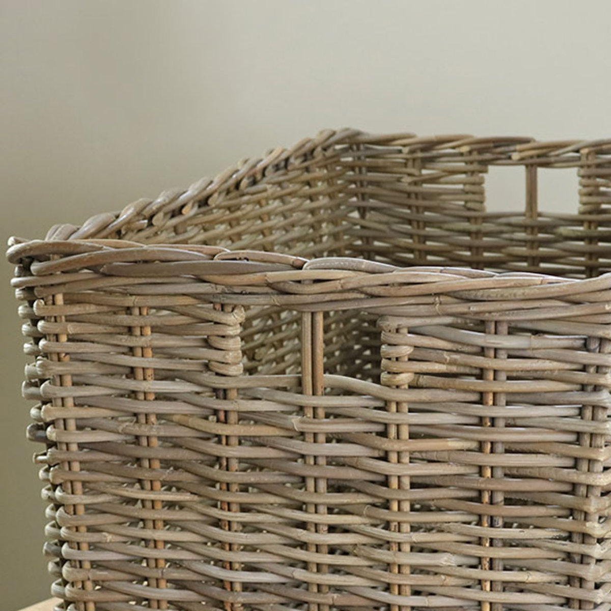 バスケット ラタン 幅75×奥行45×高さ40 持ち手付き かご 大きい