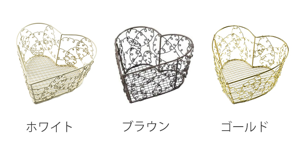 ちどり産業 バスケット ハート型 小物入れ 約 幅14×奥行14×高さ7cm
