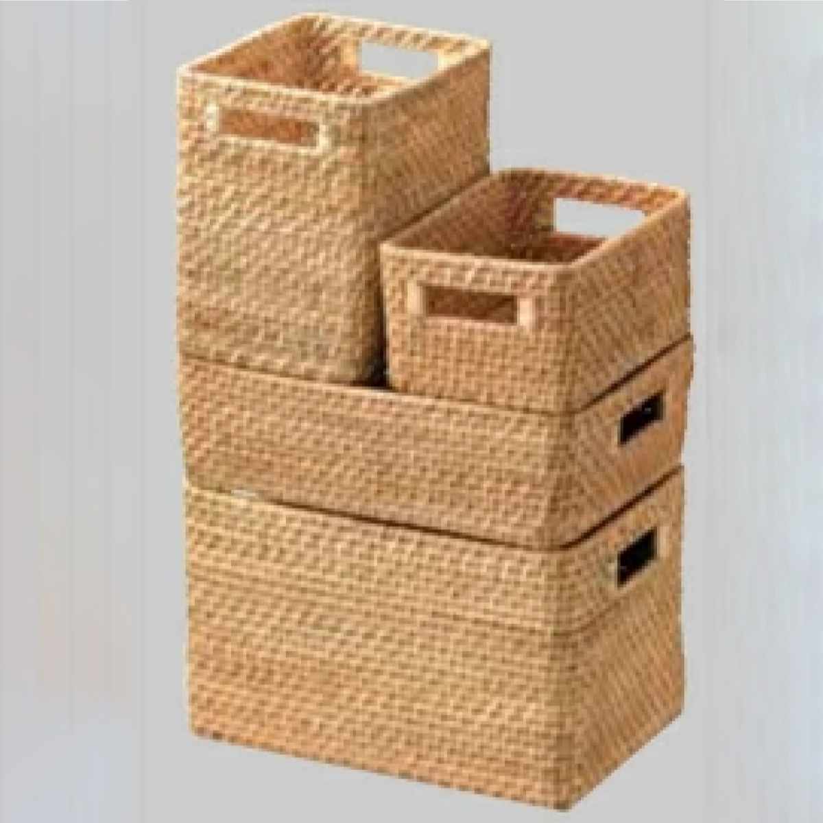 ちどり産業 収納ボックス 横型 ラタン 籐製 1／2サイズ 幅36×奥行26×高