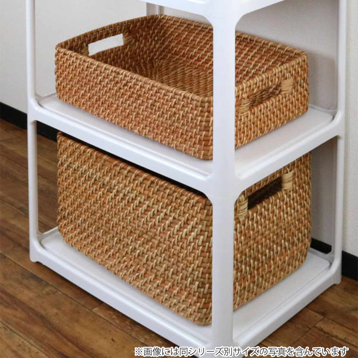 ちどり産業 収納ボックス 横型 ラタン 籐製 1／2サイズ 幅36×奥行26×高