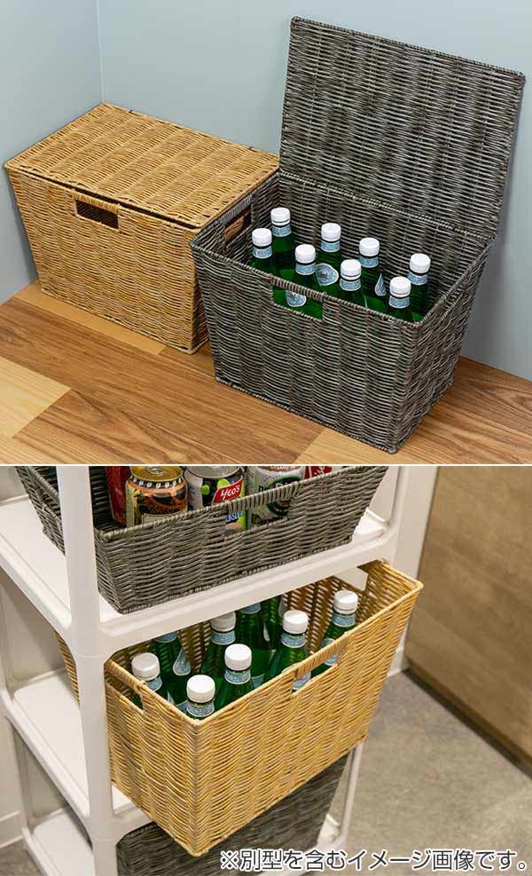 カゴ　　つづら　　収納　　　　美品 ちどり産業 バスケット PEバスケット 幅36×奥行26×高さ20cm 収納