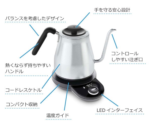 OXOオクソー電気ケトル／新品・未開封 OXO オクソー ON 温度調整機能 タイマー付き 電気ドリップケトル