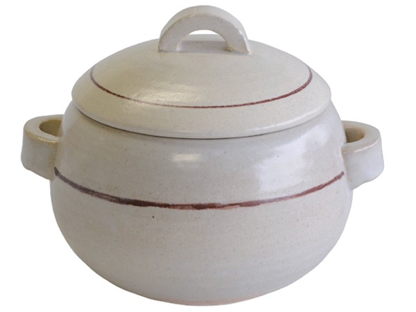 マルヨシ陶器 炊飯土鍋 3合炊 直火専用 ラインホワイト 萬古焼 日本製