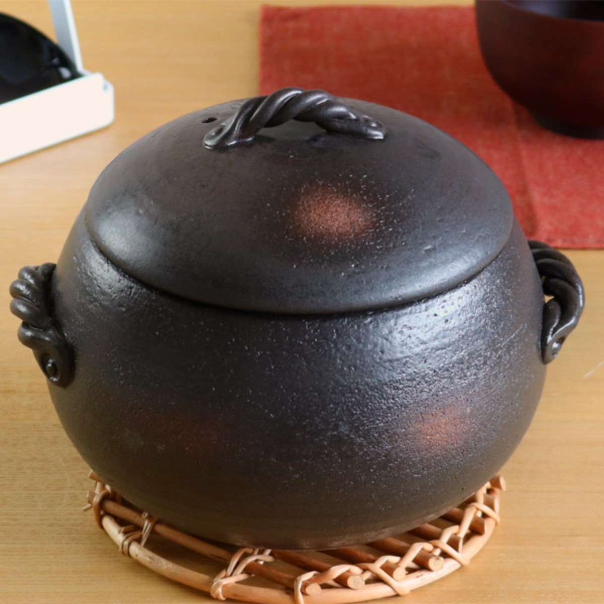 マルヨシ陶器 炊飯土鍋 5合 ガス火対応 伊賀ごはん鍋 日本製 （ 直火