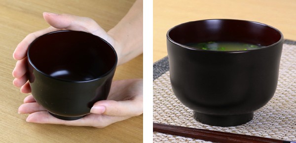 汁椀 360ml 日本製 ひざご型 黒内古代朱 （ 和食器 味噌汁椀