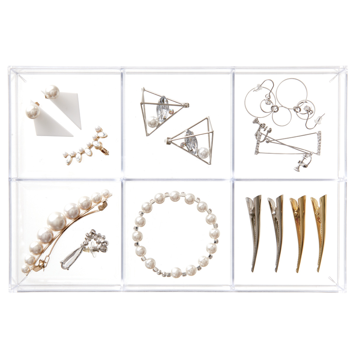 吉川国工業所 小物ケース クリア L 6分割 卓上収納 小物入れ 文房具