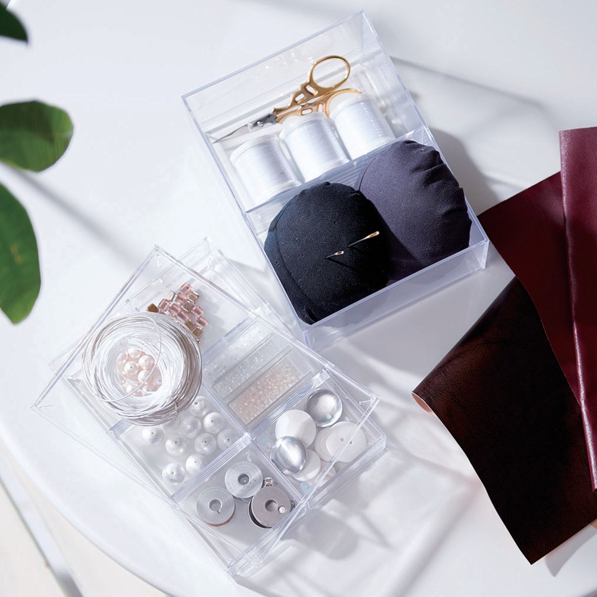 吉川国工業所 小物ケース クリア S 深型 2分割 卓上収納 小物入れ 10個