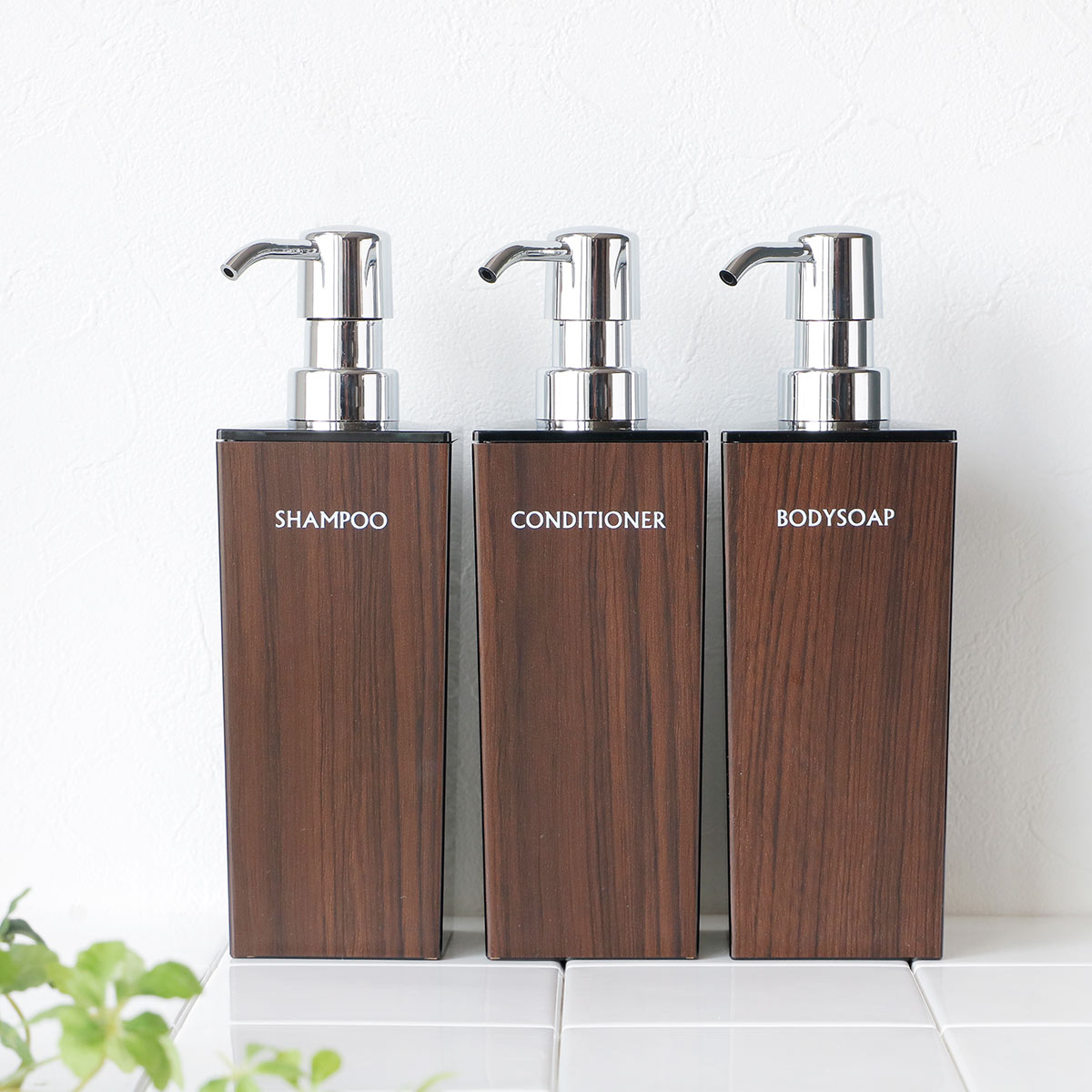 ディスペンサー WOODY 角型 500ml シャンプー 用 （ 詰め替えボトル