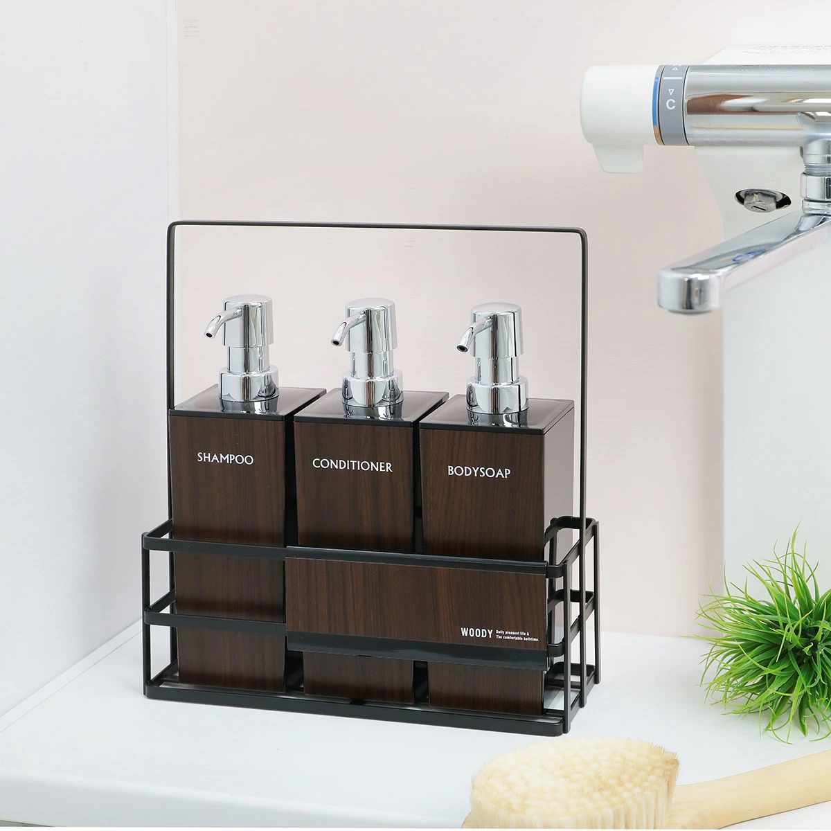 バスラック WOODY スチールラック 黒 幅24cm （ バス用品 バス収納