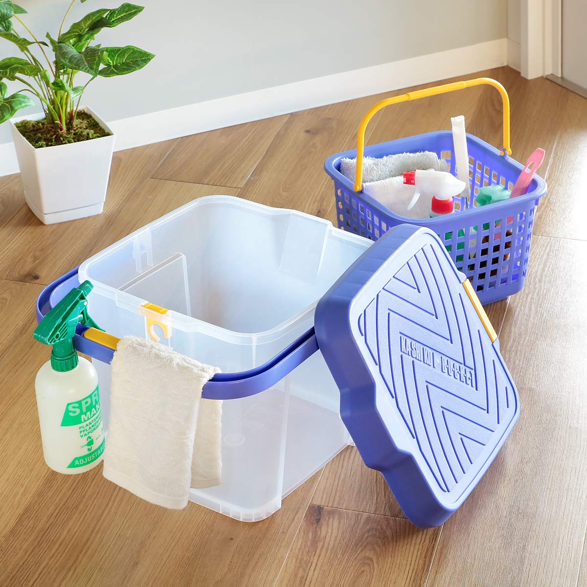 イノマタ化学 バケツ 17L かしこいバケツ （ 四角 ふた付き カゴ付き