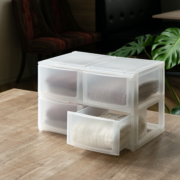 収納ケース 引き出し 幅39×奥行26.5×高さ26.5cm ワイド 深ショート4段