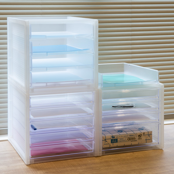 SANKA レターケース A4 浅5段 半透明 squ＋ ナチュラ ソーフィス 3個