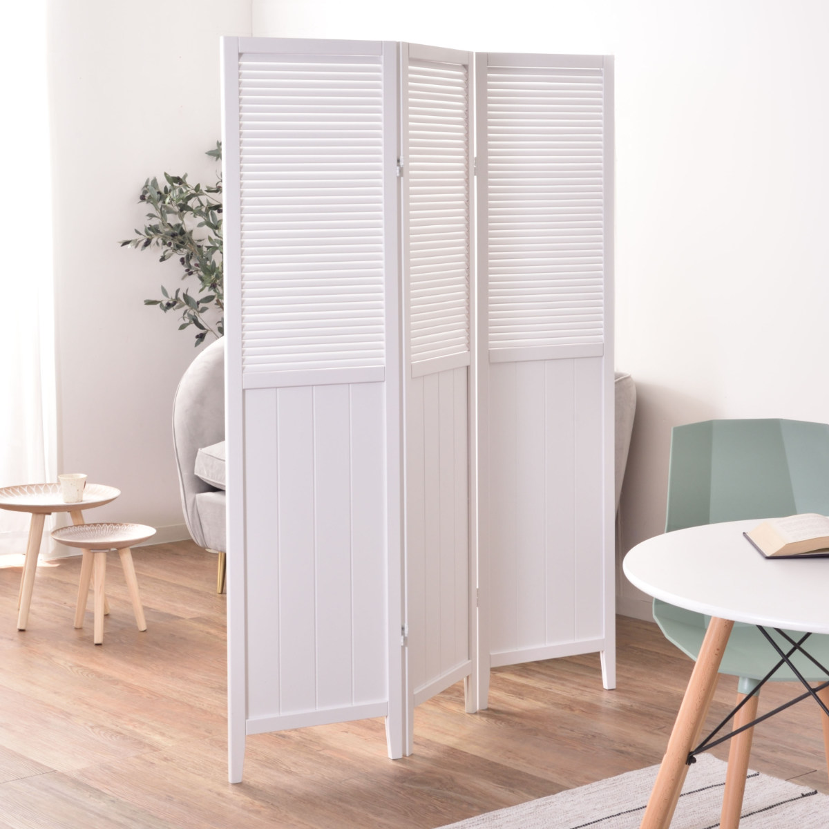 東谷 スクリーン パーテーション 3連 衝立 天然木 ナチュラル