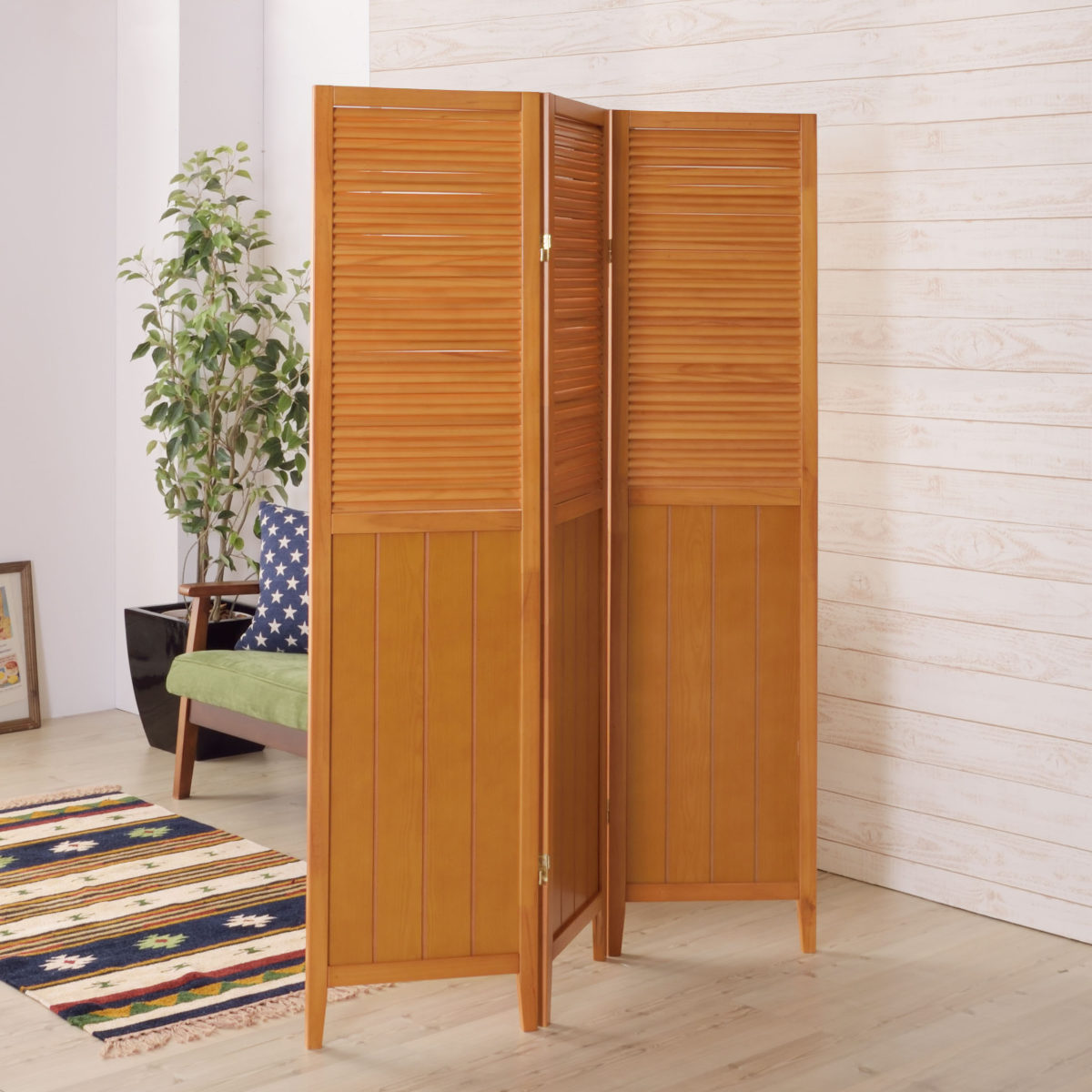 東谷 スクリーン パーテーション 3連 衝立 天然木 ナチュラル