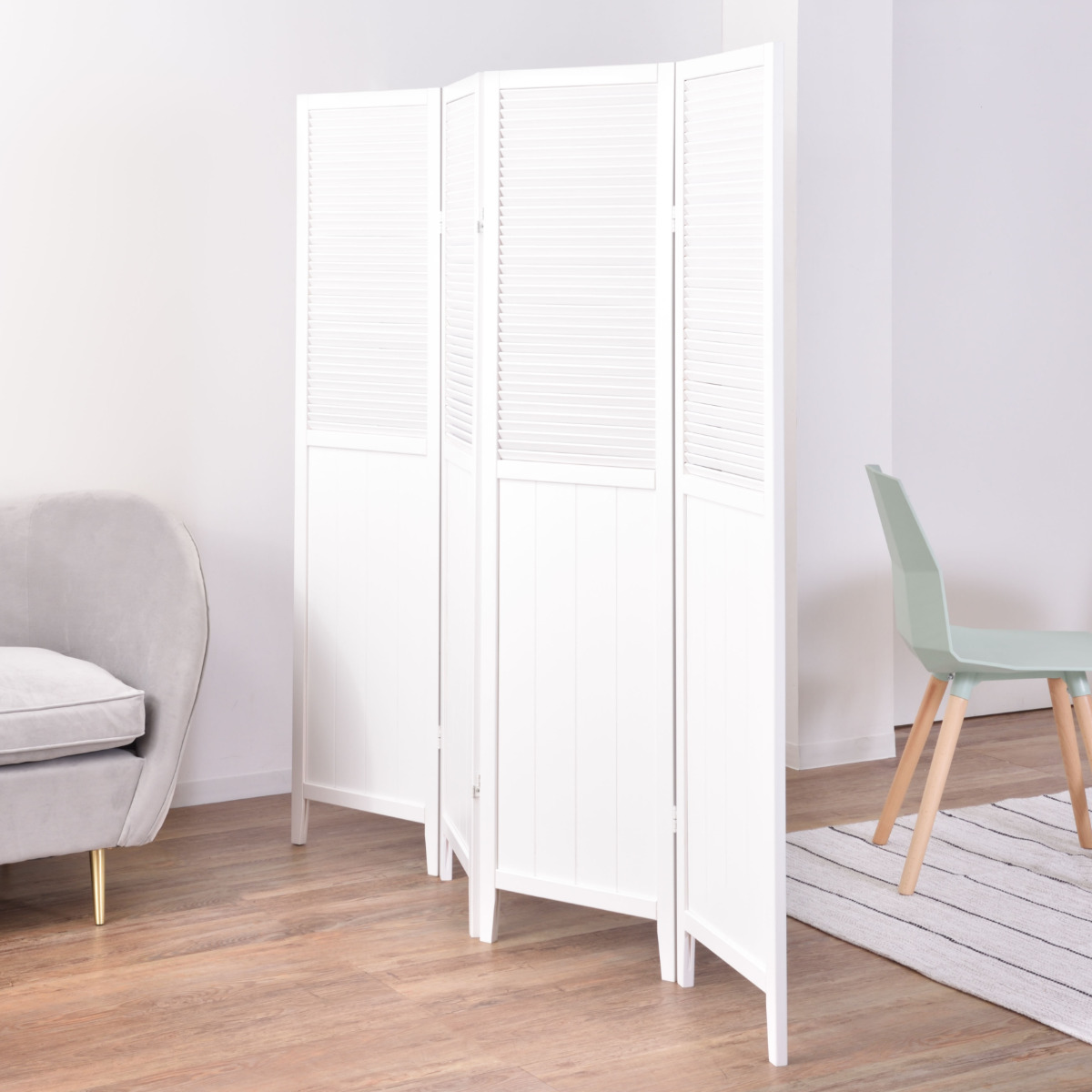 東谷 スクリーン パーテーション 4連 衝立 天然木 ナチュラル