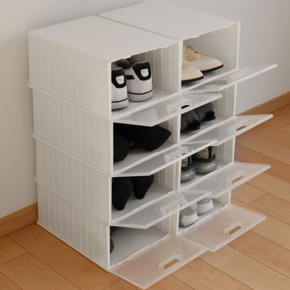 不動技研（FUDOGIKEN） 靴箱 シューズボックス i-Zucc 4個セット （ 靴