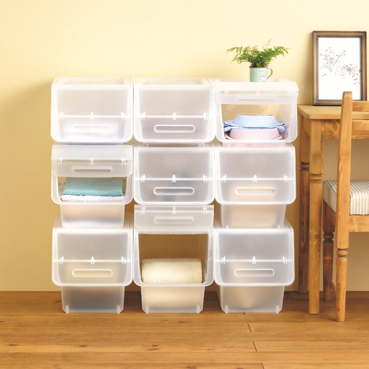 SANKA（サンカ） 収納ボックス 前開き ナチュラ フロック 30 スリム 深