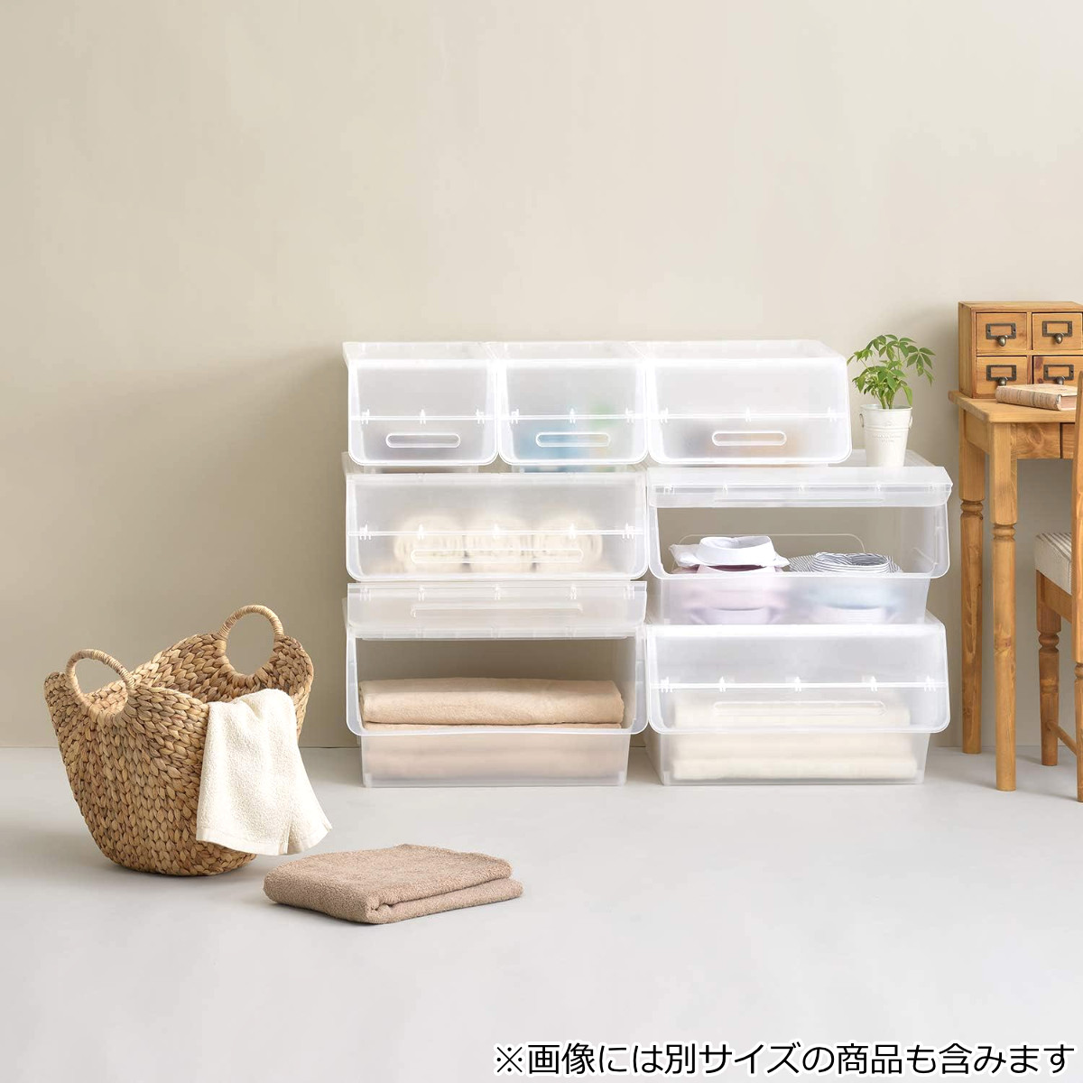 SANKA（サンカ） 収納ボックス 前開き ナチュラ フロックワイド30 深型