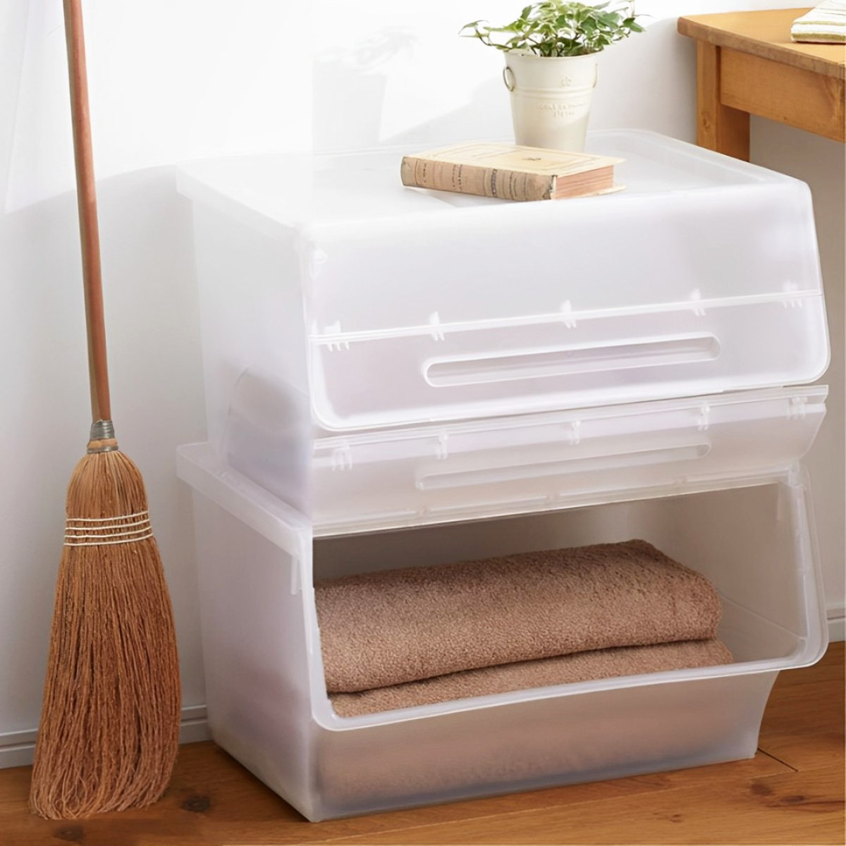 SANKA（サンカ） 収納ボックス 前開き ナチュラ フロックワイド30 深型