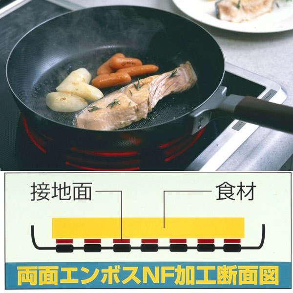 フライパン 両面エンボス加工 鉄製フライパン 26cm IH対応 日本